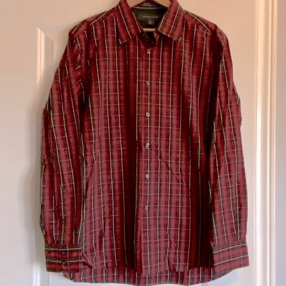 TOMMY HILFIGER red and black button down shirt - Picture 2 of 3